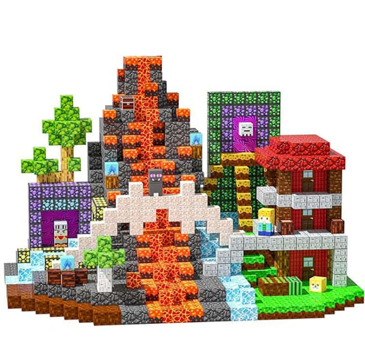 Kreatywny Zestaw Klocki Magnetyczne Minecraft 100szt Wulkan